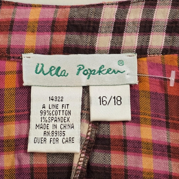 Ulla Popken 1X (16/18) Women's Plaid Button-Down Shirt  Light Weight - Picture 7 of 9